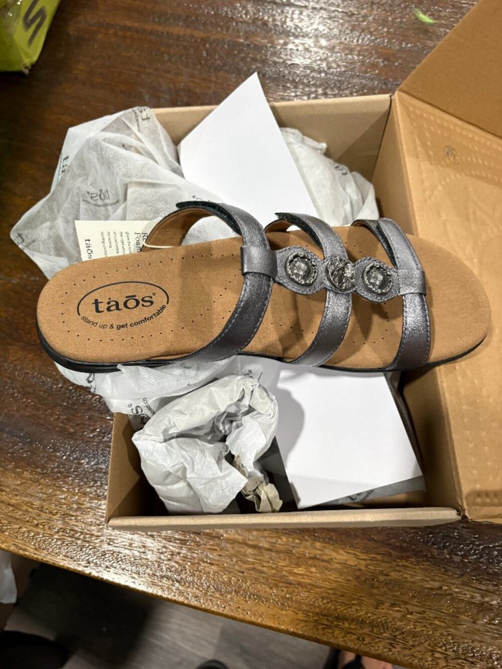 Taos Prize 4 Pewter Slide Ladies Sandals sz 10 M 10 US shoe NEW NIB